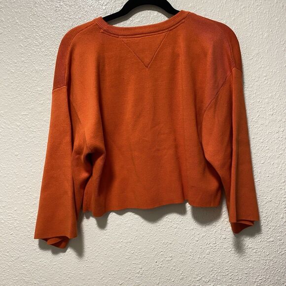 tommy hilfiger sweater small black knit cropped orange spell out $79 nwt tt - Picture 7 of 11